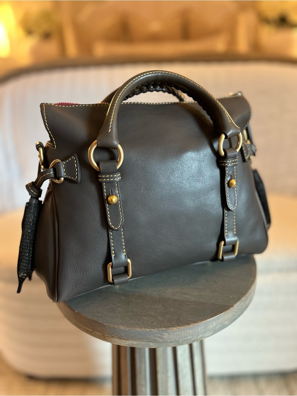 Dooney and Bourke Florentine Mini Satchel in CHARCOAL - Picture 8 of 15